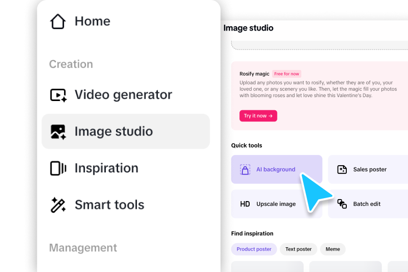 Navigate to AI background tool